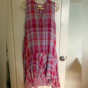 Maeve Anthropologie high low plaid dress